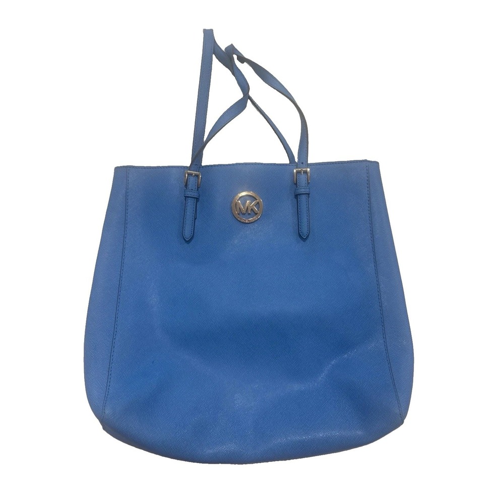 Michael Kors Leather Staffiano Tote Handbag Cobalt Blue
